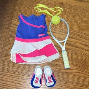 American Girl Tennis Outfit with Racket and Shoes